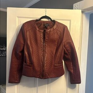 Briggs New York Quilted Leather Jacket in Rich Maroon